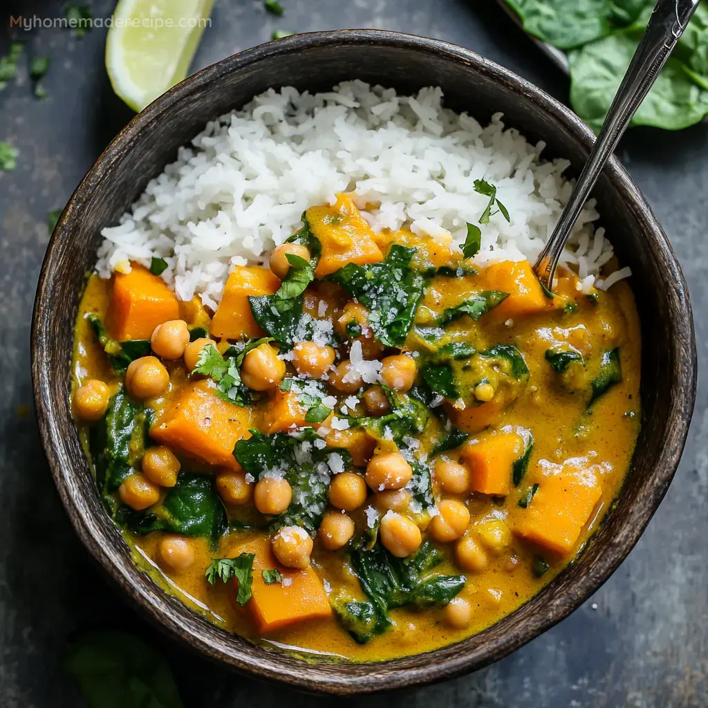 Sweet Potato, Chickpea, and Spinach Coconut Curry