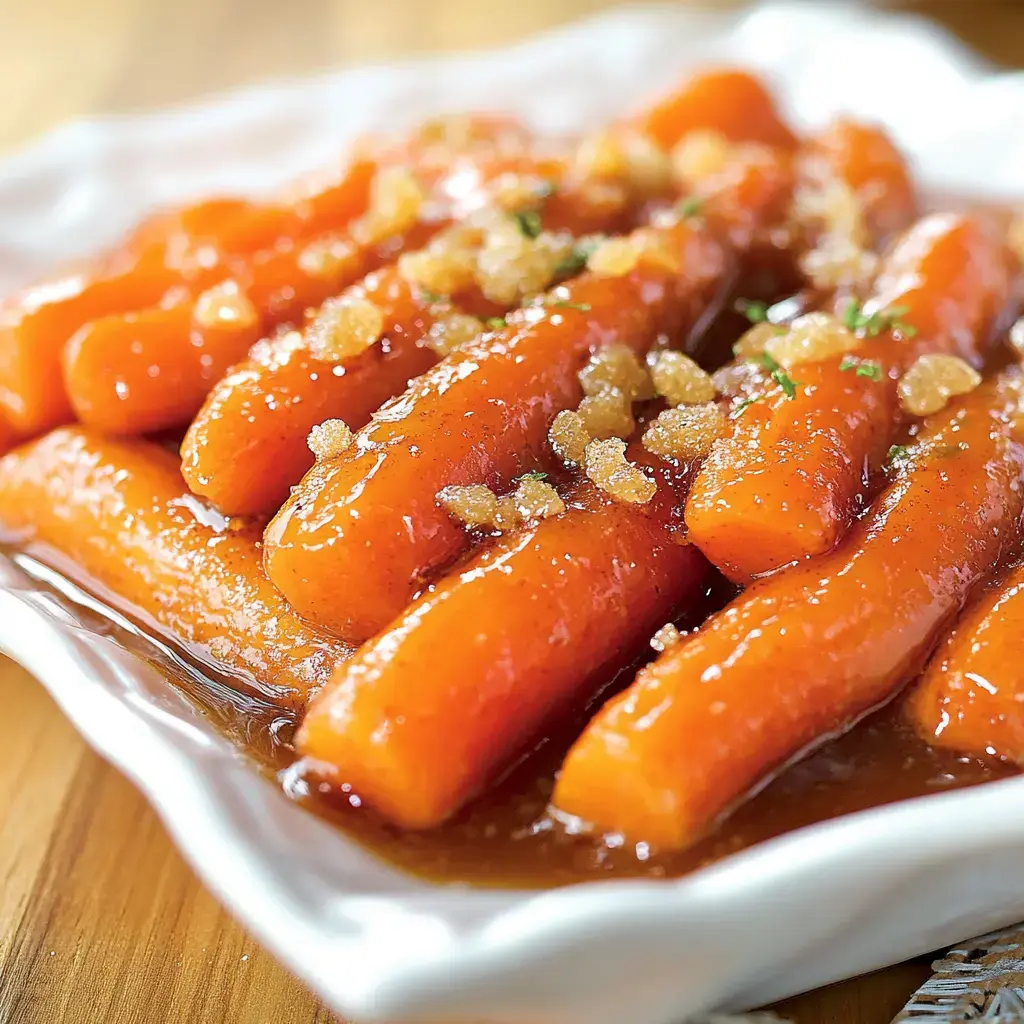 A dish of glazed carrots topped with brown sugar is served in a white bowl.