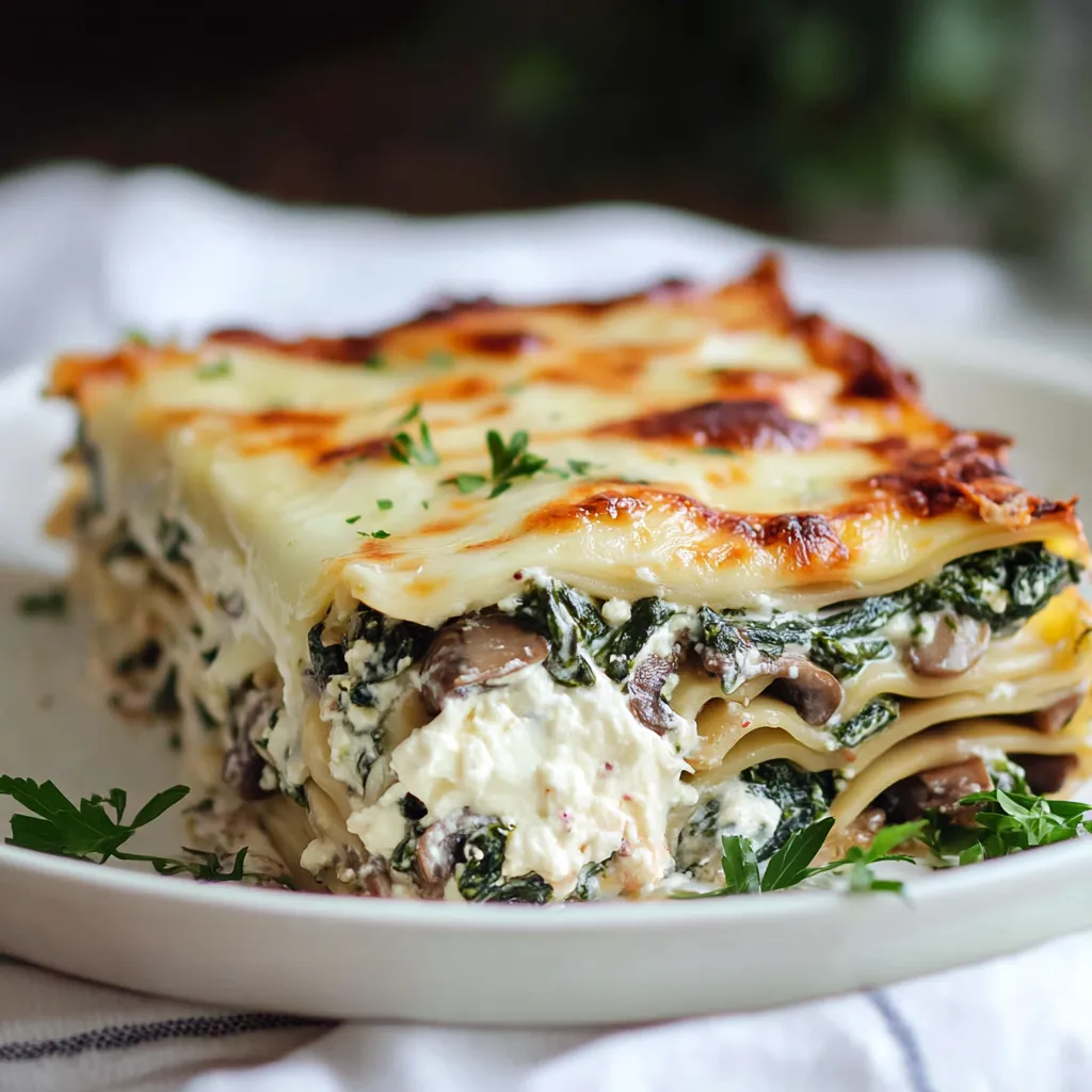 Spinach and Mushroom White Lasagna Recipe