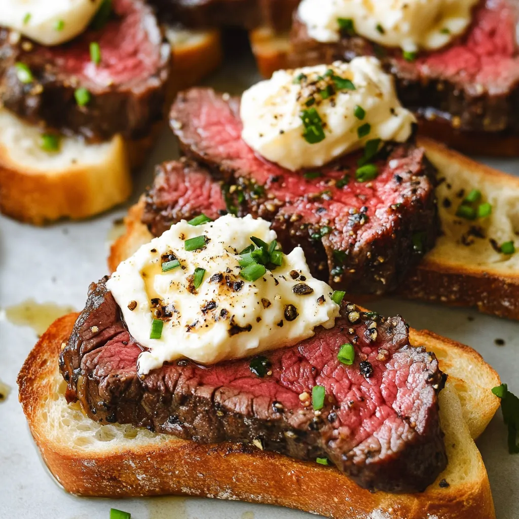 Burrata and Steak Crostini