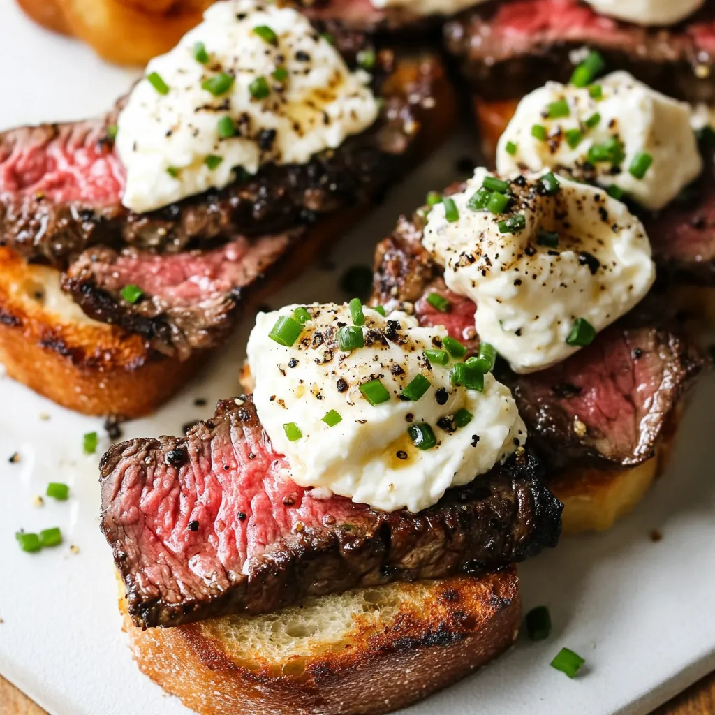 Burrata and Steak Crostini