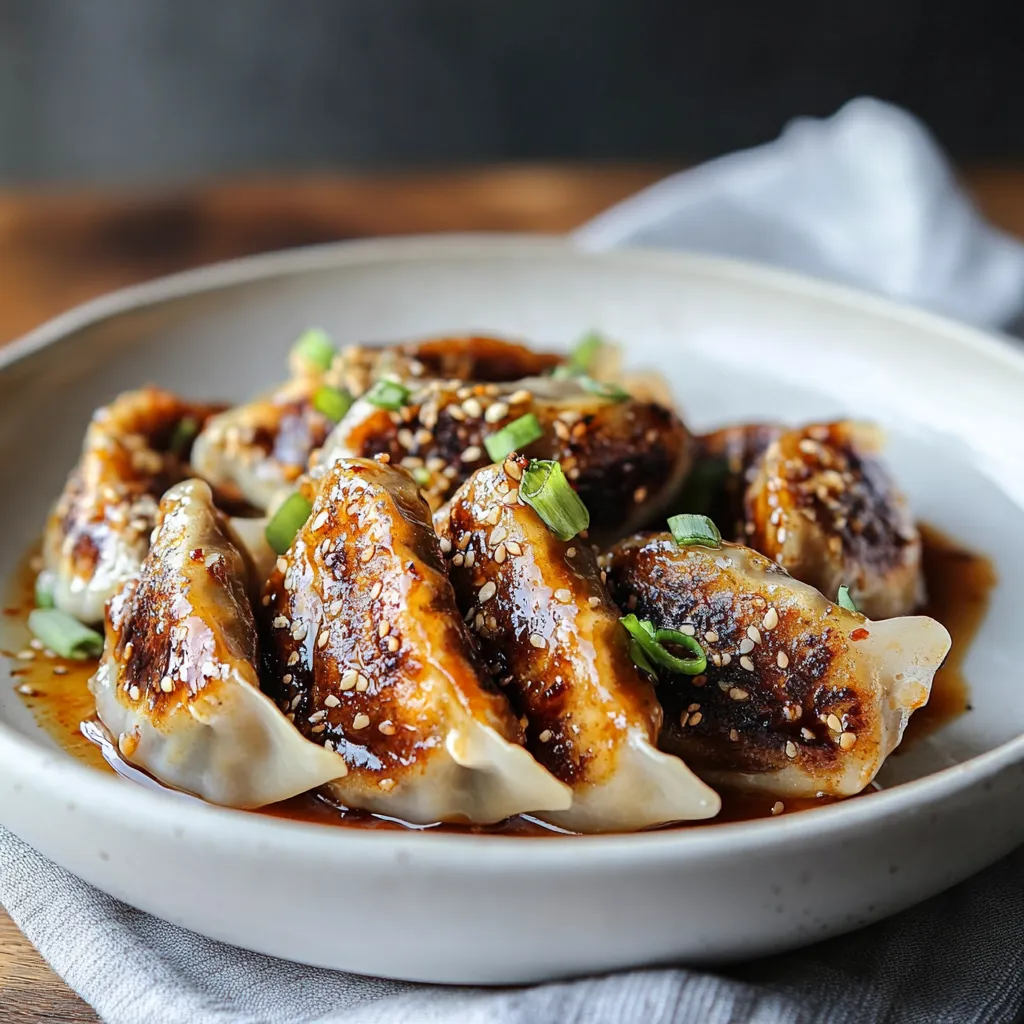 Sheet Pan Spicy Chicken Potstickers with Ginger Sauce