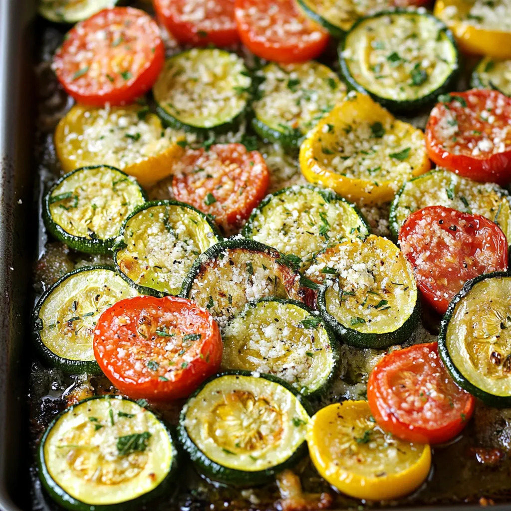 Roasted Garlic-Parmesan Zucchini Squash and Tomatoes