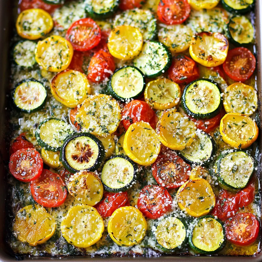 Roasted Garlic-Parmesan Zucchini Squash and Tomatoes