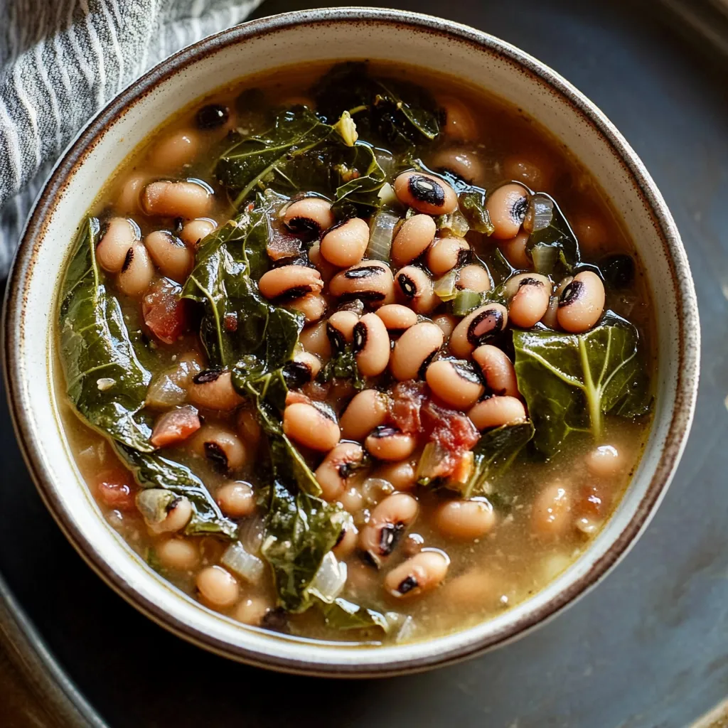 Slow Cooker Black Eyed Peas and Collard Greens