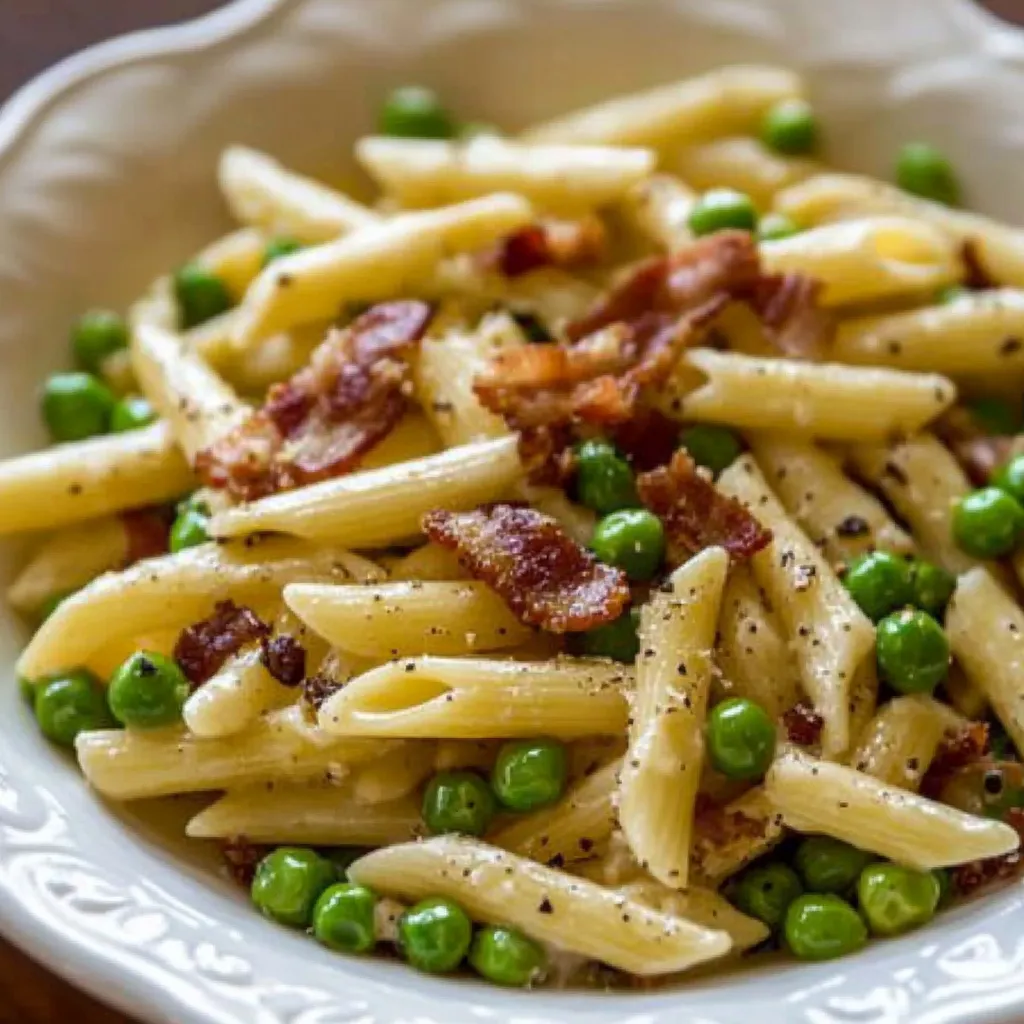 Penne Pasta Peas and Bacon