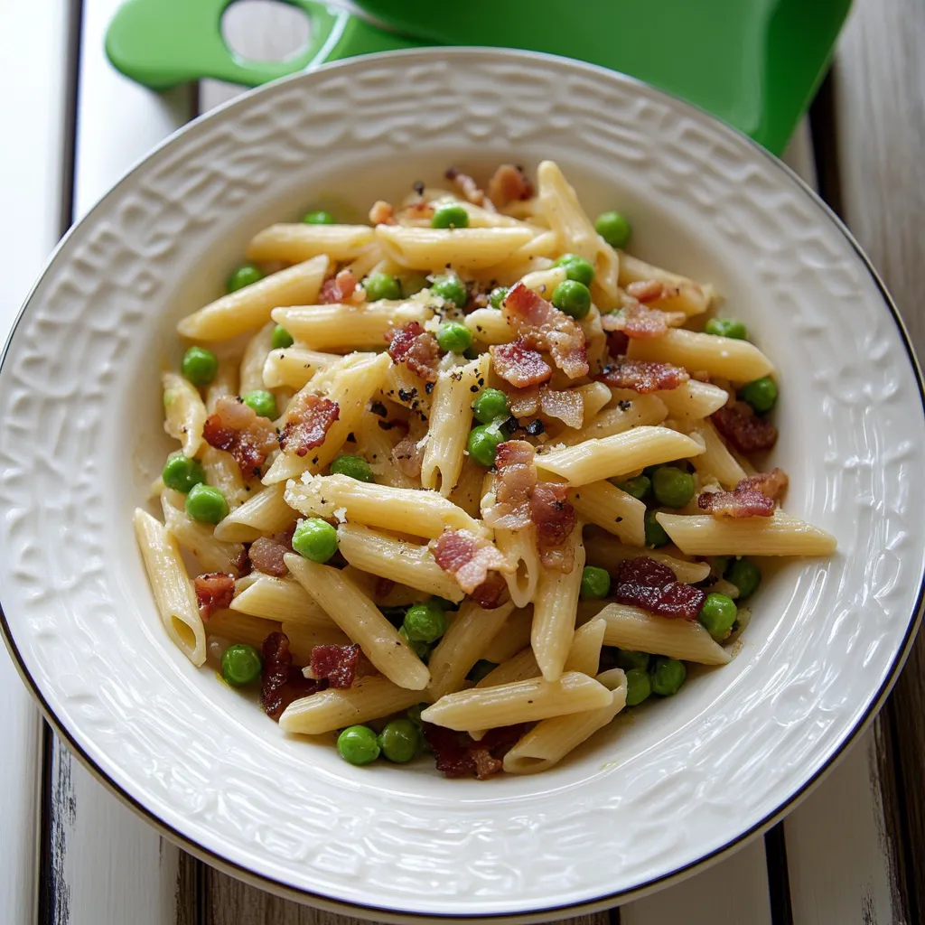 Penne Pasta Peas and Bacon