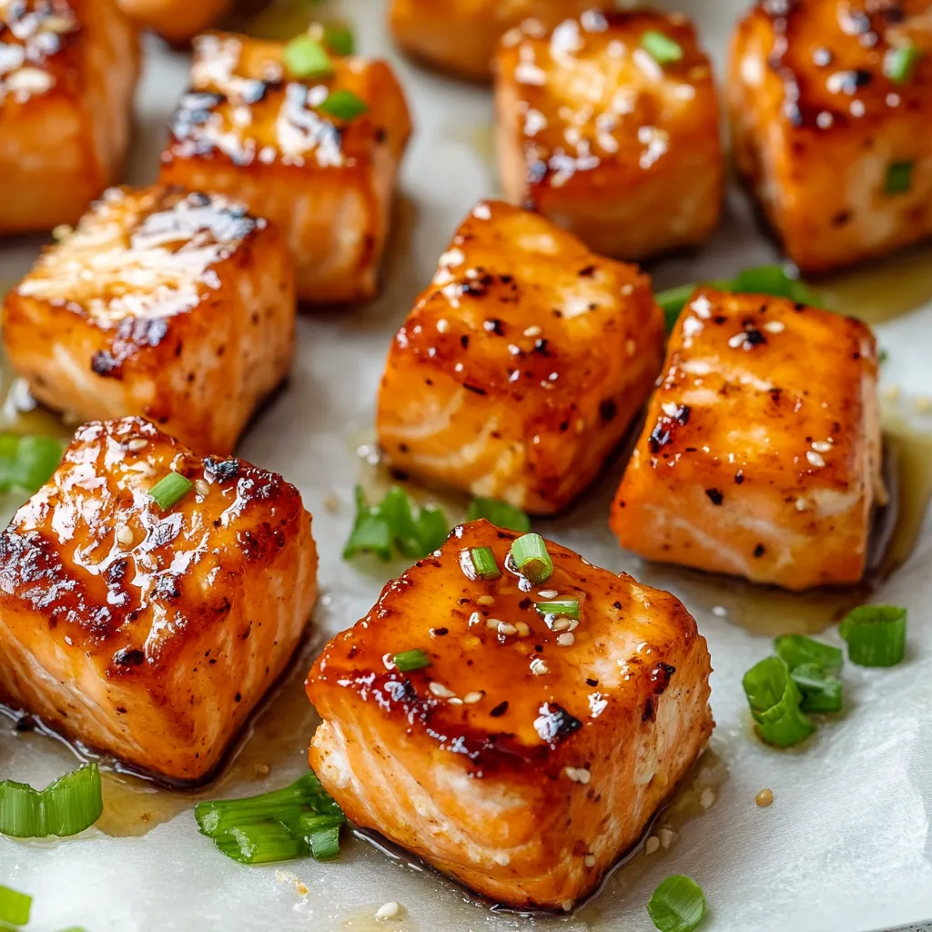 Glazed Honey Garlic Salmon Bites