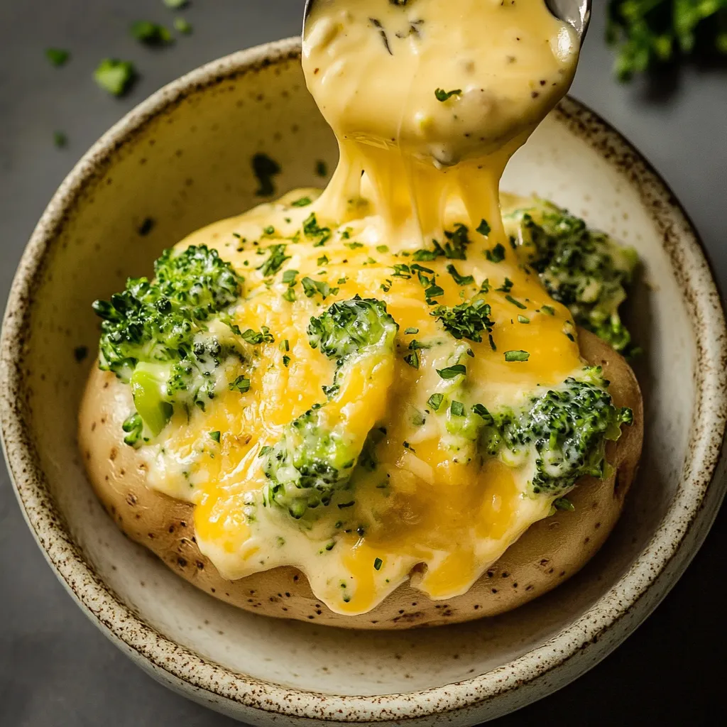 BEST BAKED POTATOES WITH BROCCOLI & CHEESE SAUCE