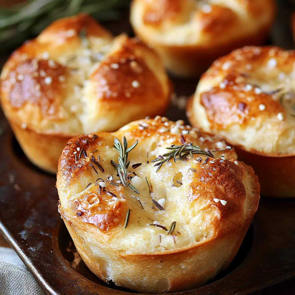 Easy Garlic Rosemary Focaccia Muffins