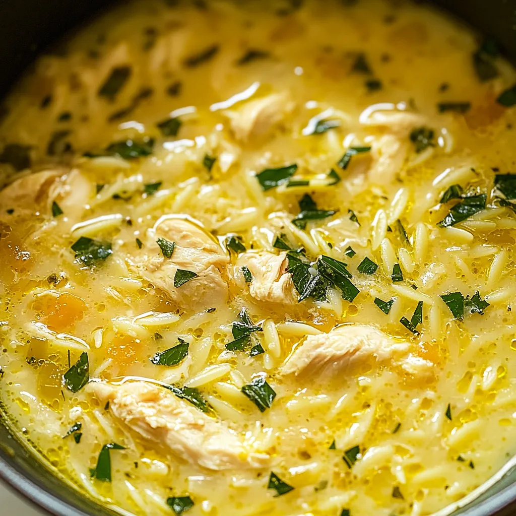 Lemon Chicken Orzo Soup q