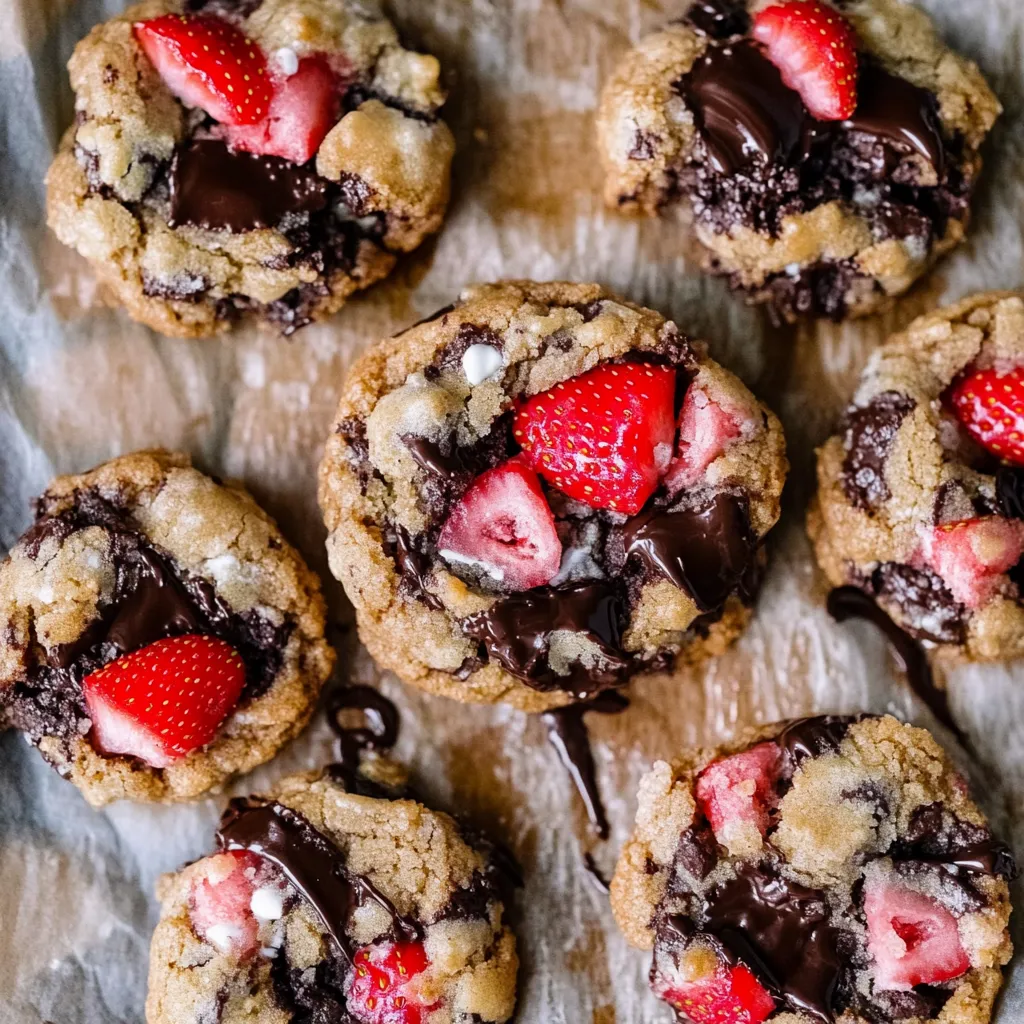 Chewy Strawberry Dark Chocolate Cookies Recipe