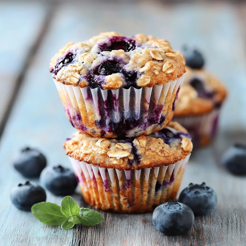 Easy blueberry-oatmeal-yogurt-muffins