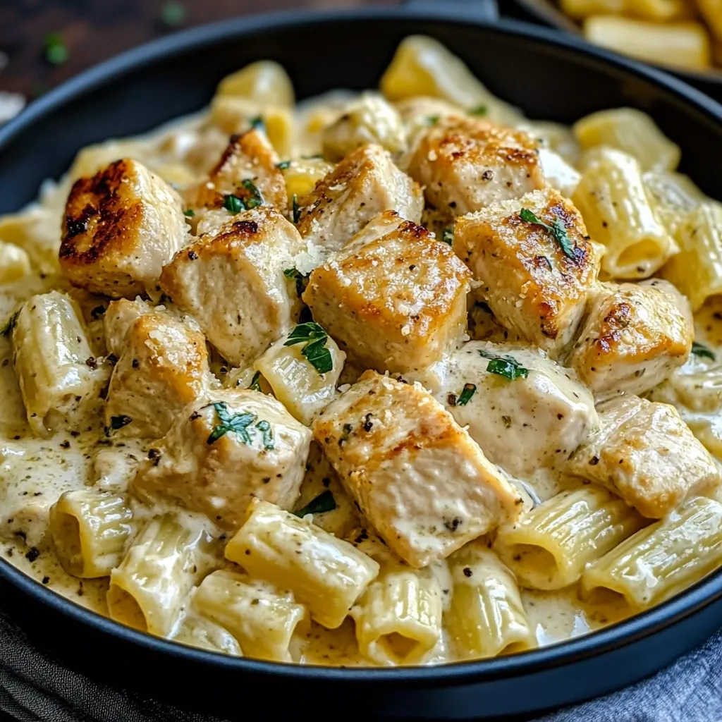 Yummy and Easy Creamy Garlic Butter Chicken and Rigatoni in Parmesan Sauce