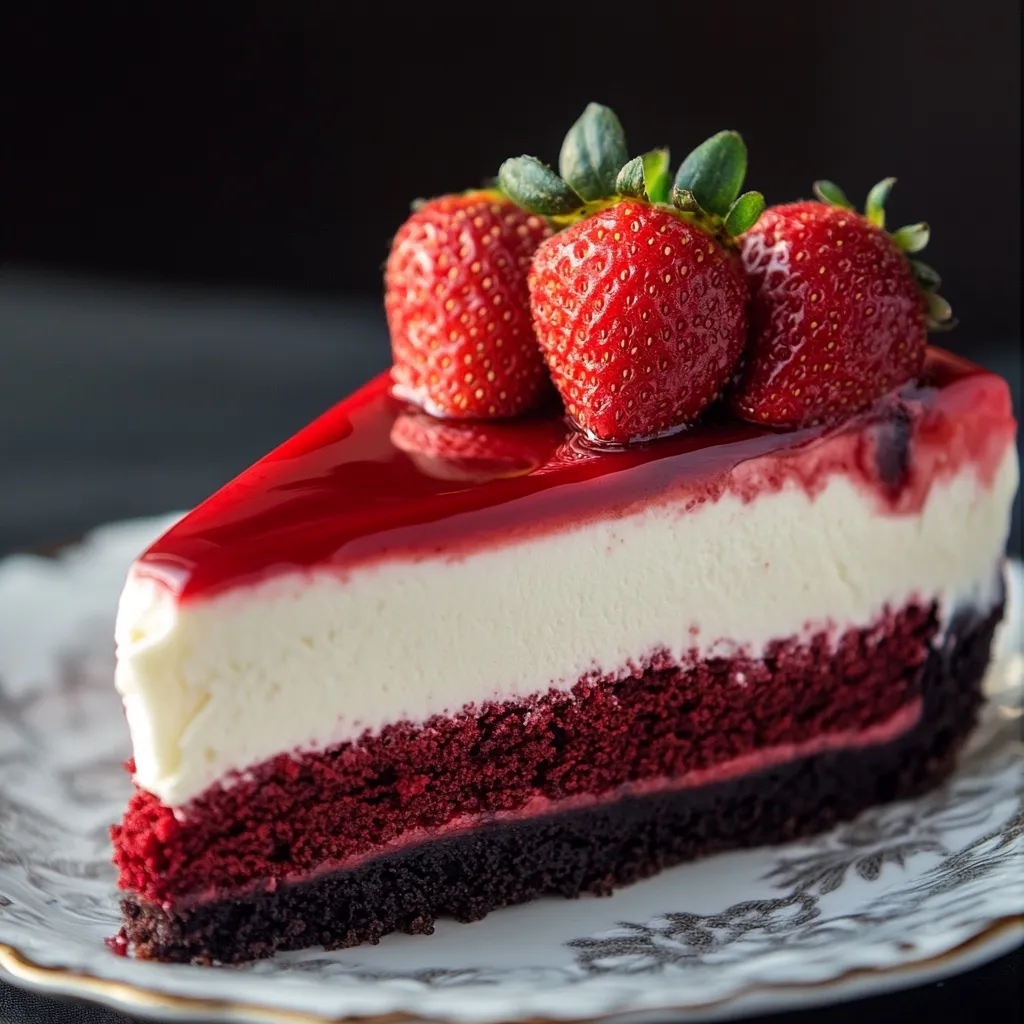 Easy Red Velvet Strawberry Cheesecake