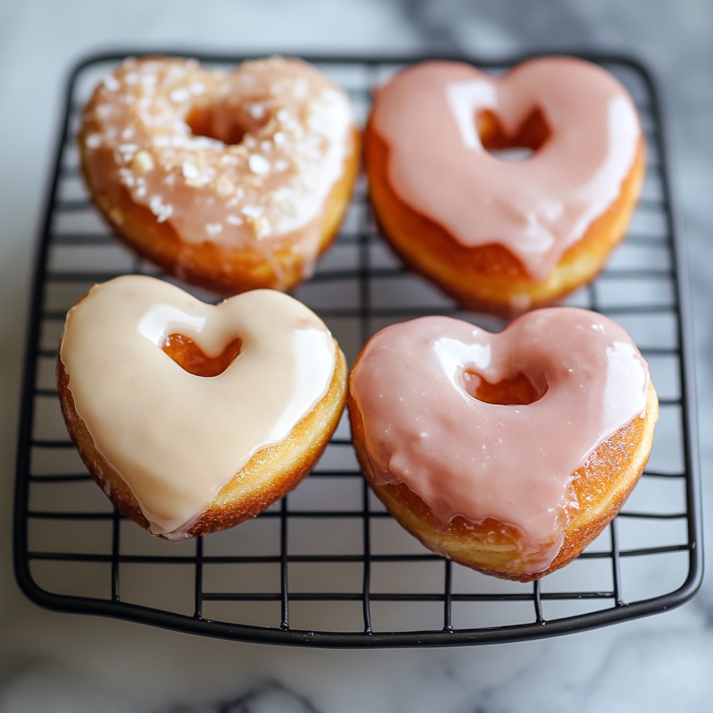 Easy Vanilla Glazed Heart Shaped Donuts