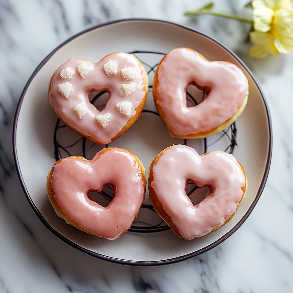 Delicious vanilla Glazed Heart Shaped Donuts