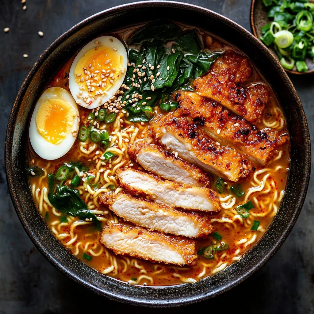 30 Minute Spicy Miso Chicken Katsu Ramen