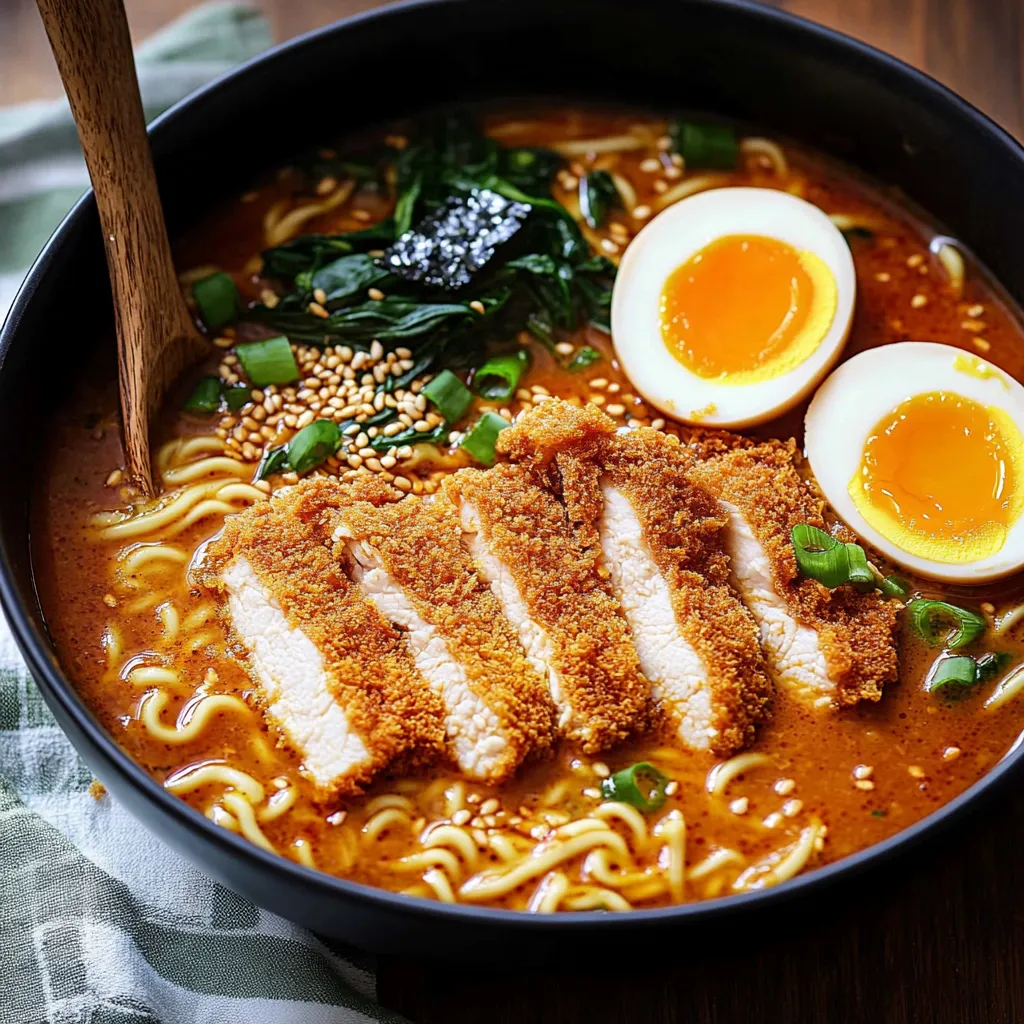 30 Minute Spicy Miso Chicken Katsu Ramen Recipe