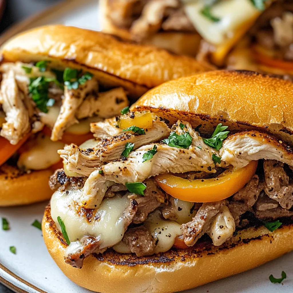 Delicious Chicken Cheese Steak Sandwiches