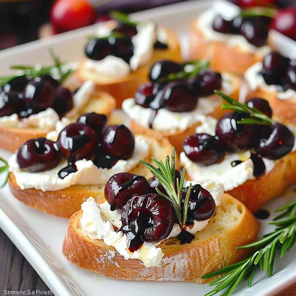 Toasted Crostini with Goat Cheese and Roasted Cherry Topping