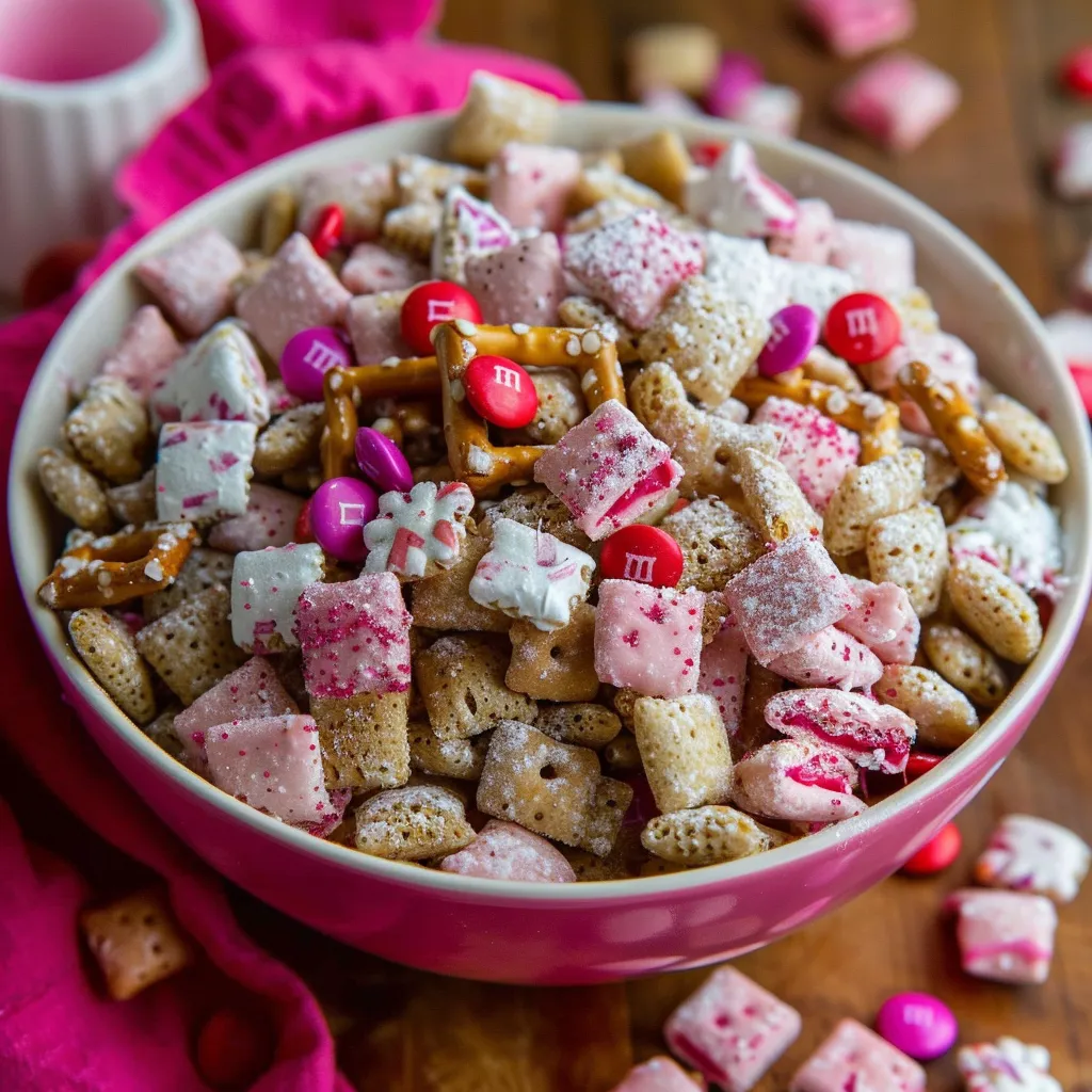 Chex Valentine's Day Mix with pink details