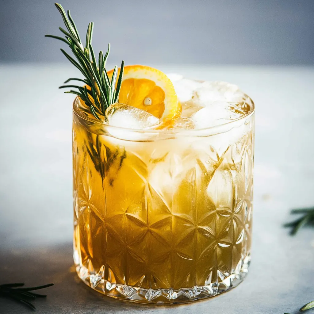 A chilled glass filled with vibrant orange tea and garnished with orange slices.