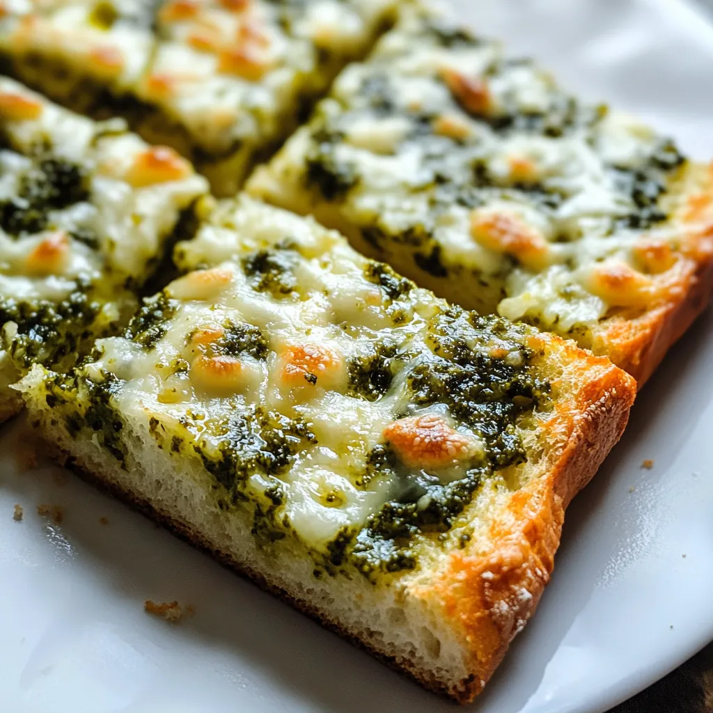 Delicious Cheesy Pesto Garlic Bread