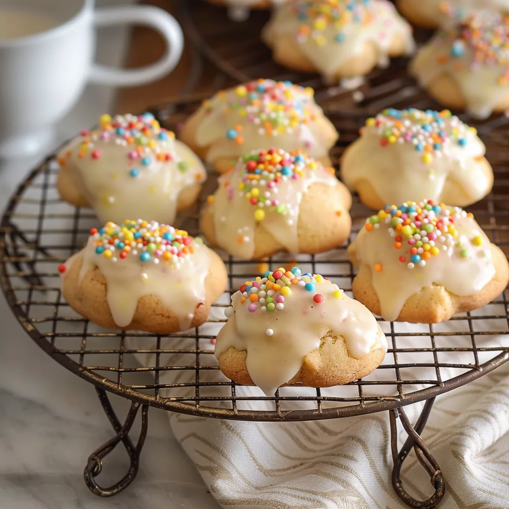 Freshly baked cookies topped with colorful sprinkles.