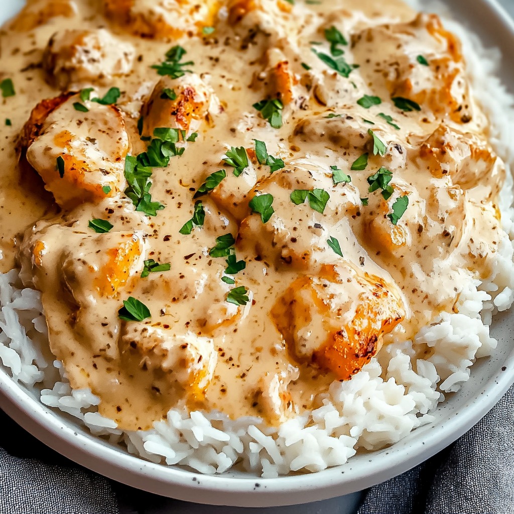 Creamy Smothered Chicken and Rice recipe