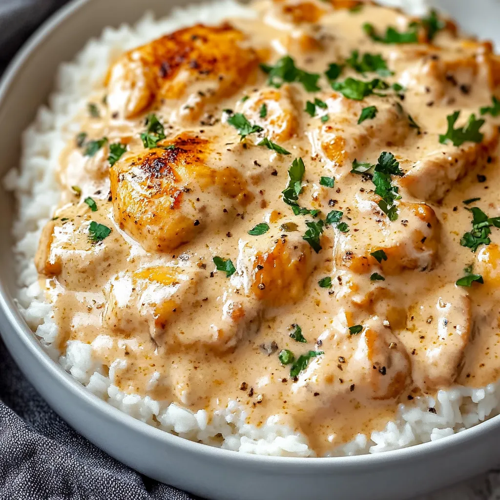 Easy Creamy Smothered Chicken and Rice recipe