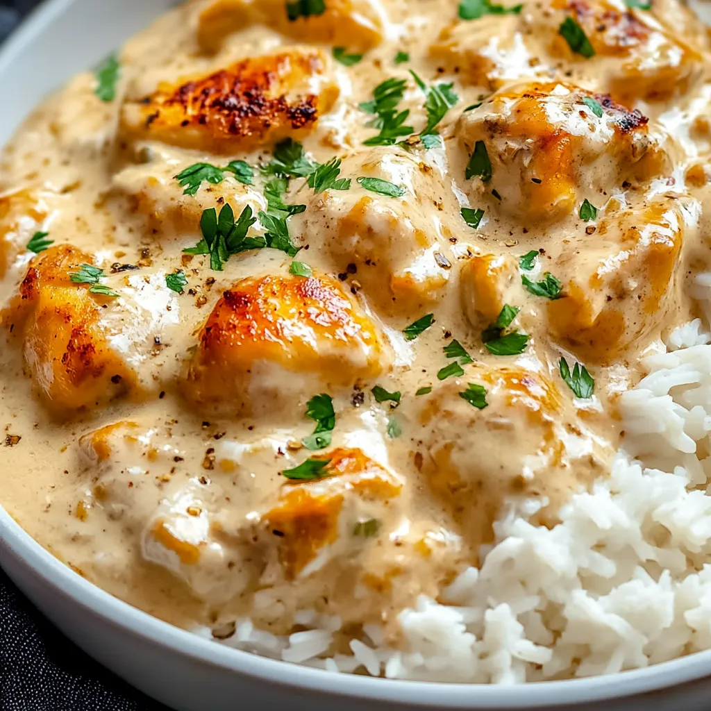 Delicious Creamy Smothered Chicken and Rice recipe