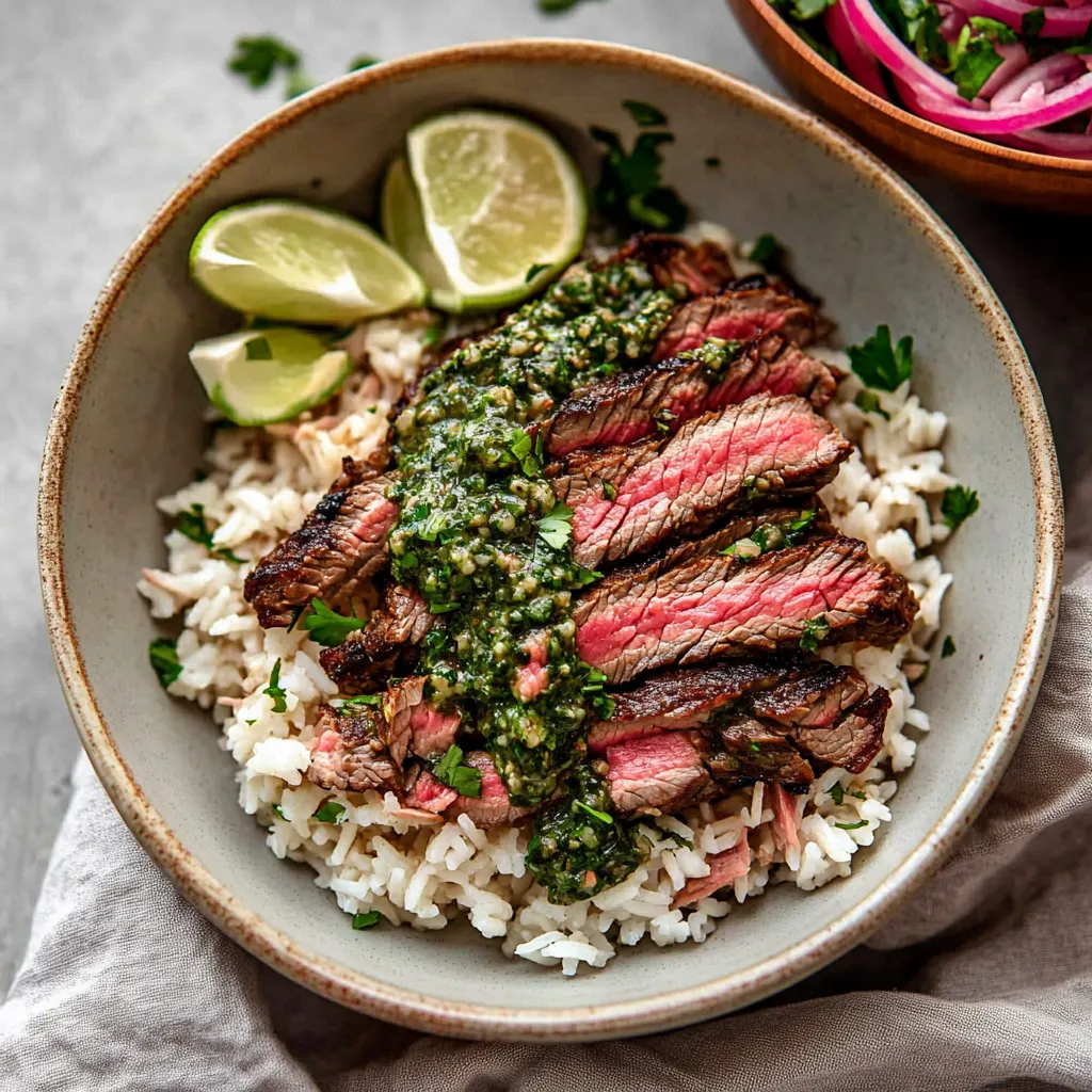 A bowl of rice with meat and lime on top.