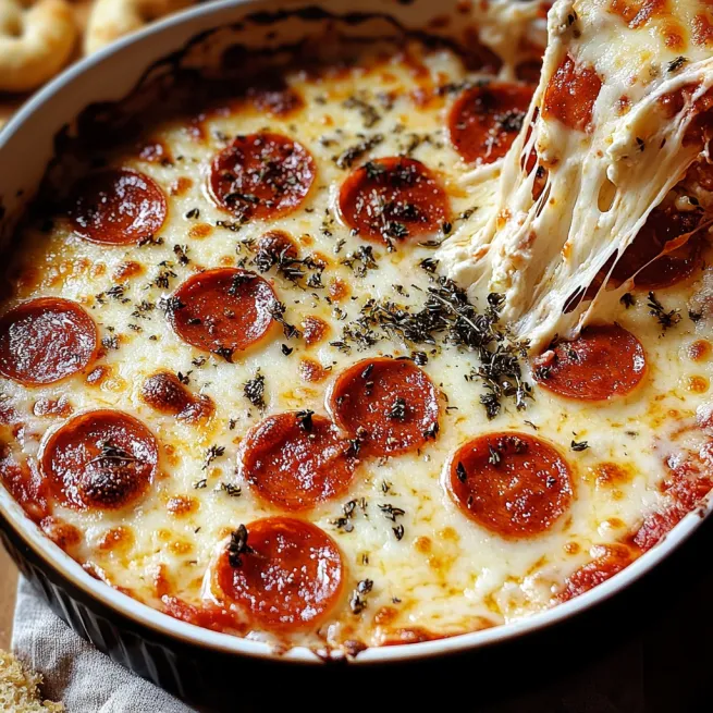 Pepperoni and Cream Cheese Pizza Dip