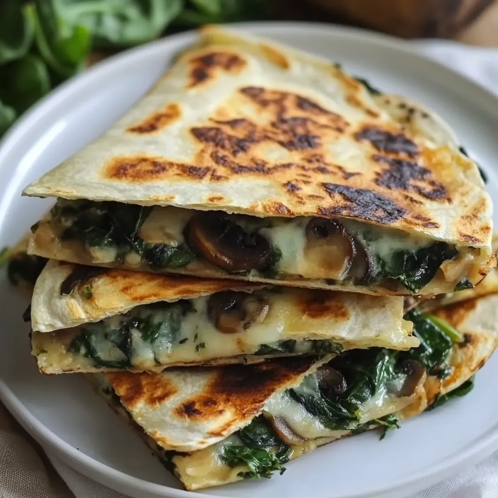 Easy Baked Spinach Mushroom Quesadillas