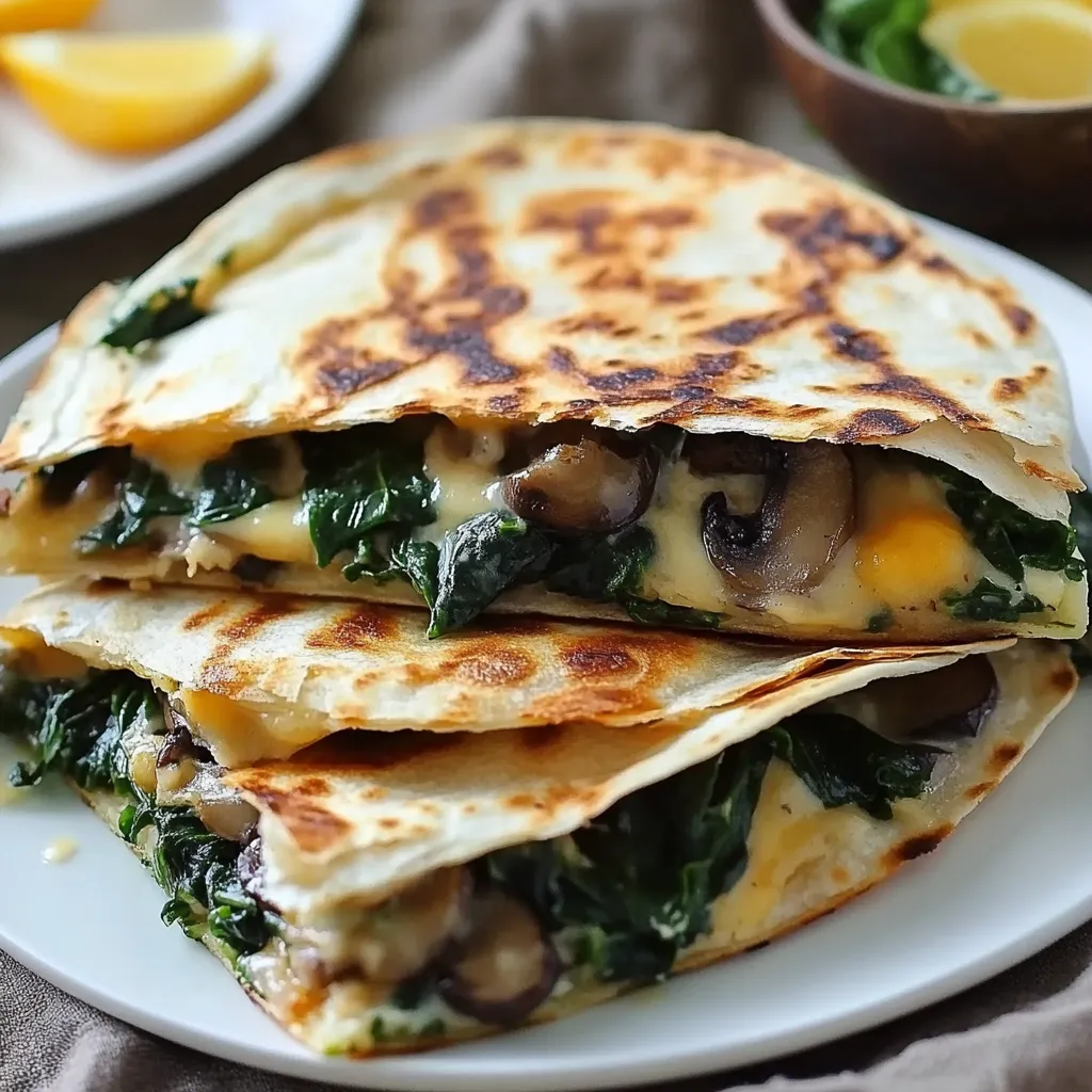 Delicious Baked Spinach Mushroom Quesadillas