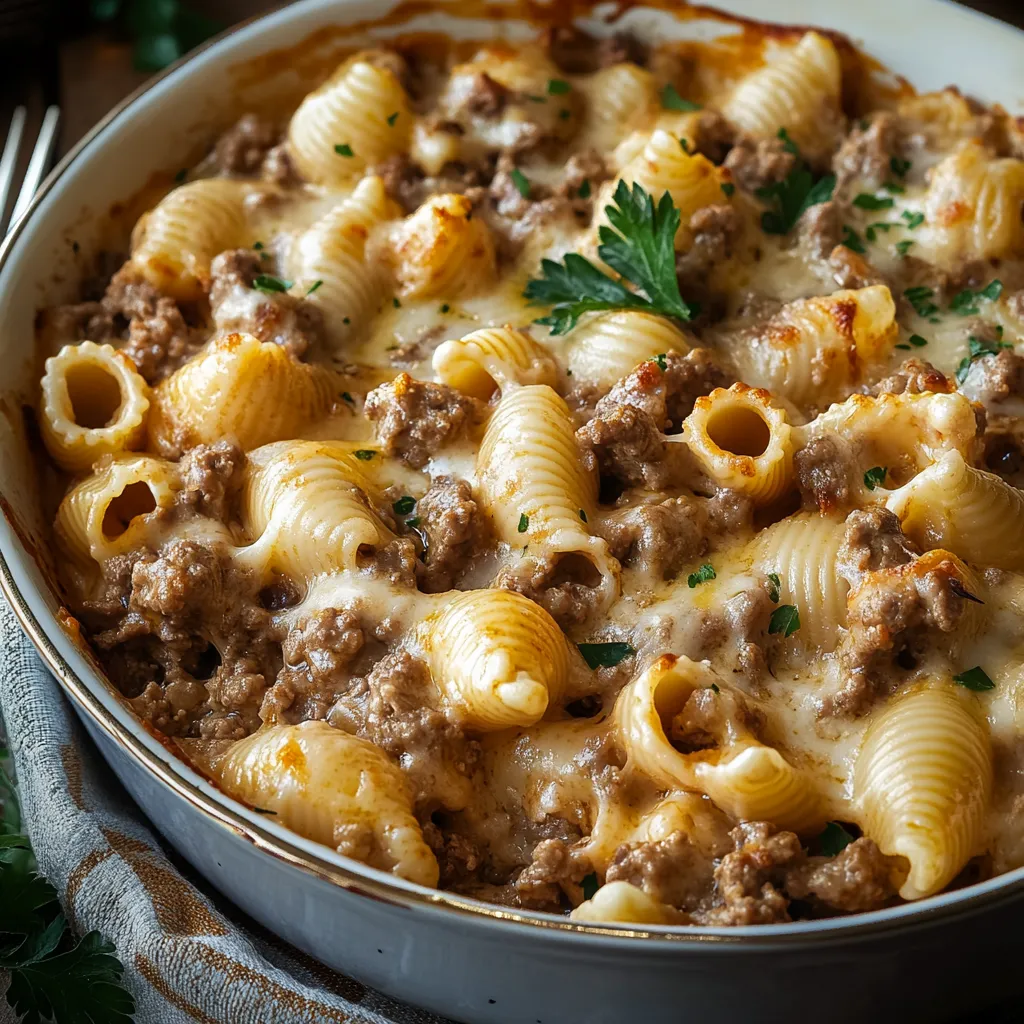 Rich and Comforting Creamy Beef Shells Casserole