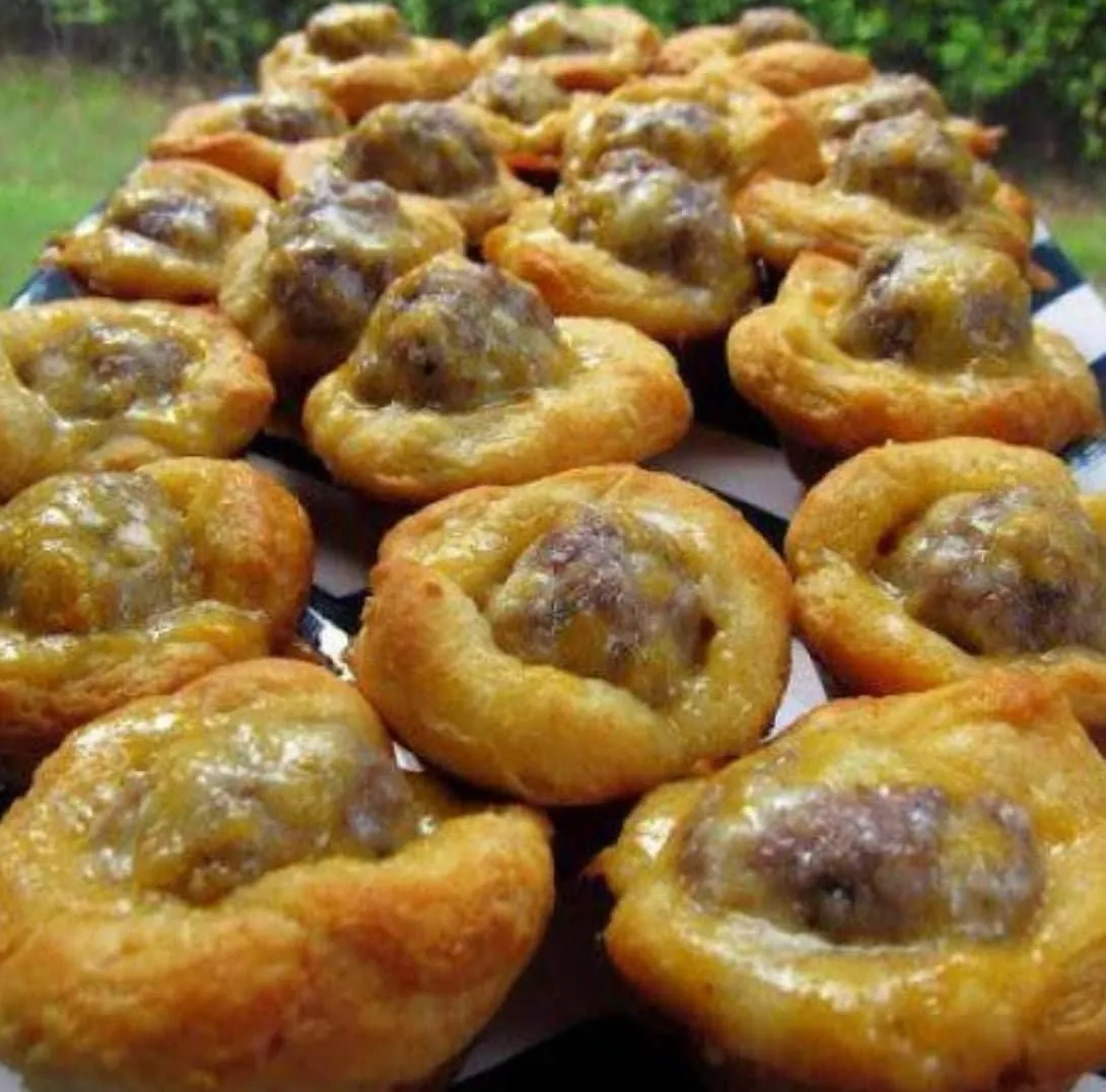 A plate of meat filled pastries.