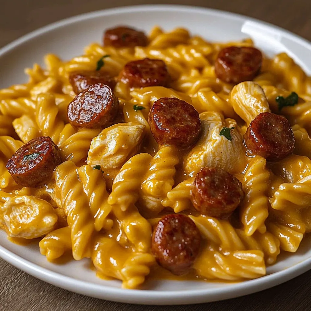 One-Pot Smoky Cheddar Ranch Chicken & Beef Sausage Pasta