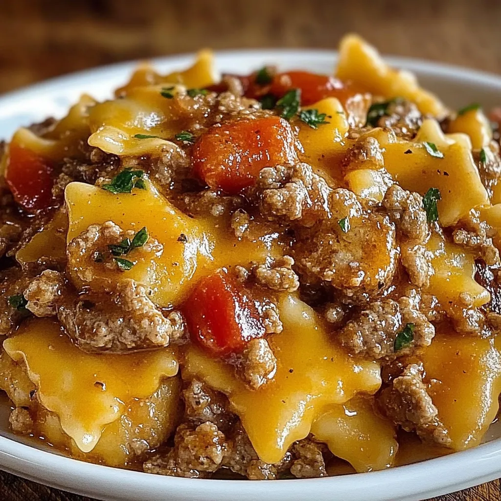 A bowl of pasta with meat and vegetables.