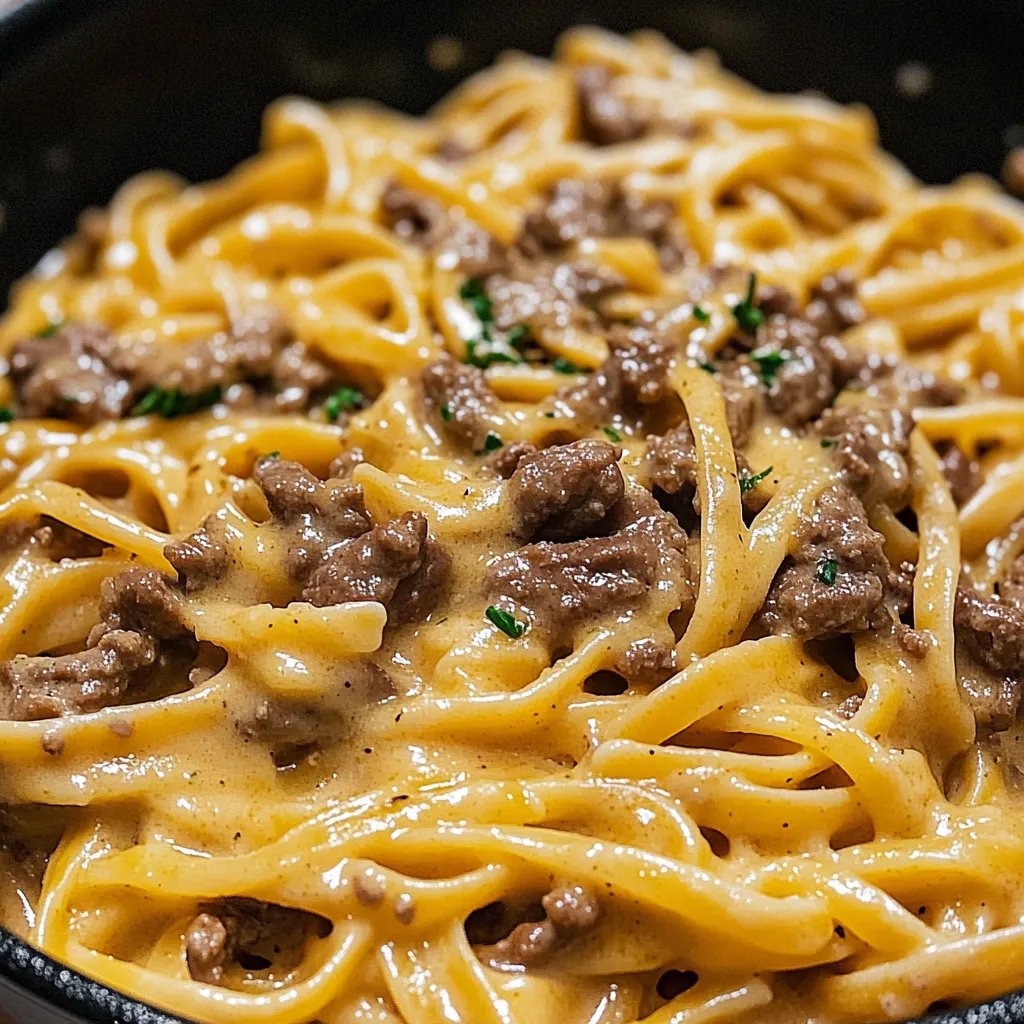 One-Pot Creamy Beef and Garlic Butter Pasta