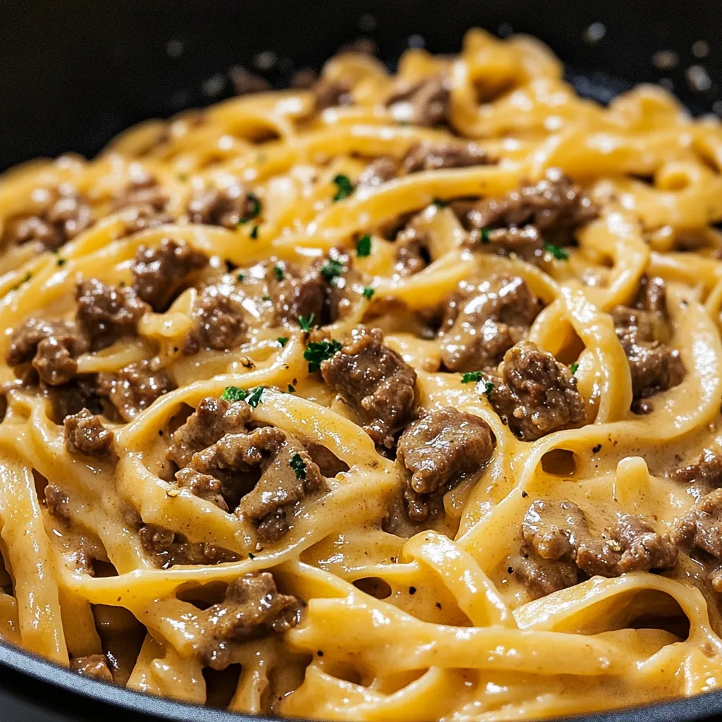A bowl of pasta with meat and cheese.