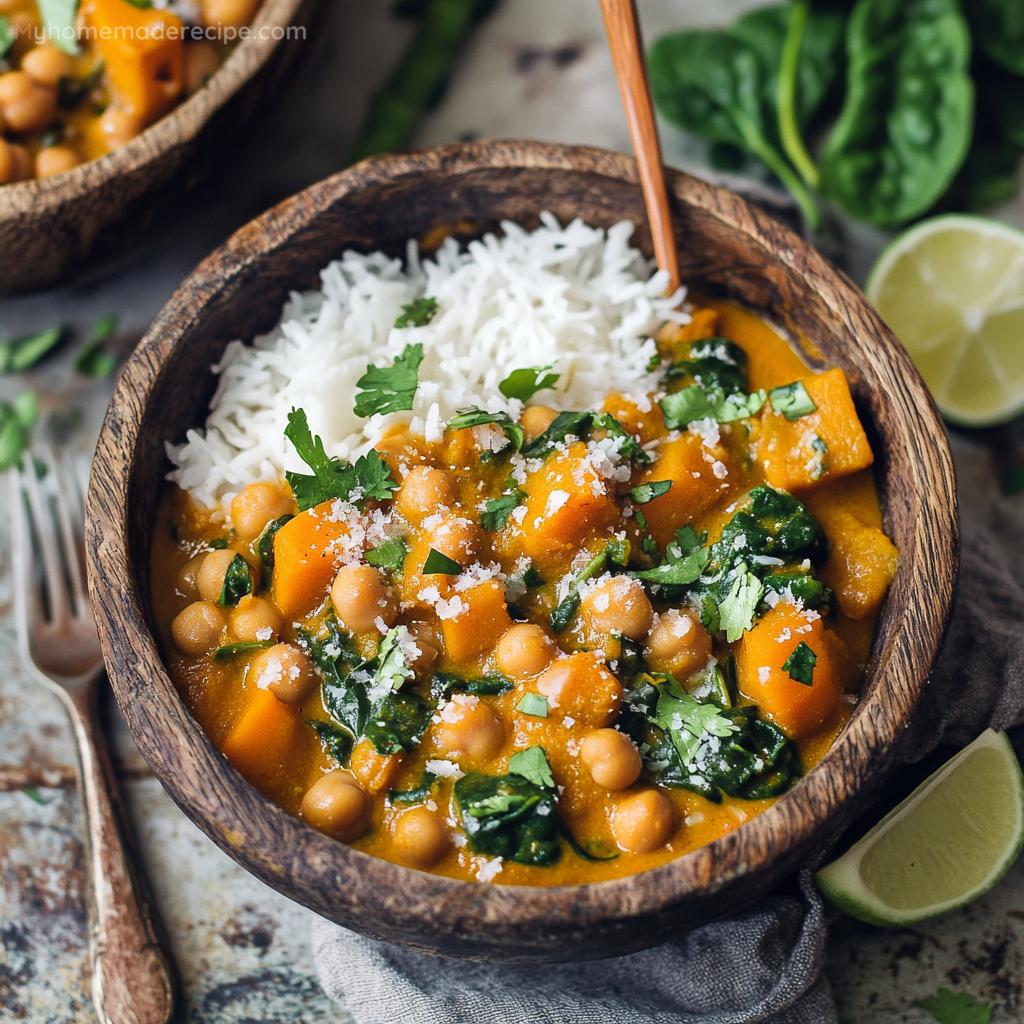 Sweet Potato, Chickpea and Spinach Coconut Curry